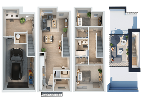 3 bed 2 bathroom at Park Lamont Townhomes Apartments, Cleveland, OH